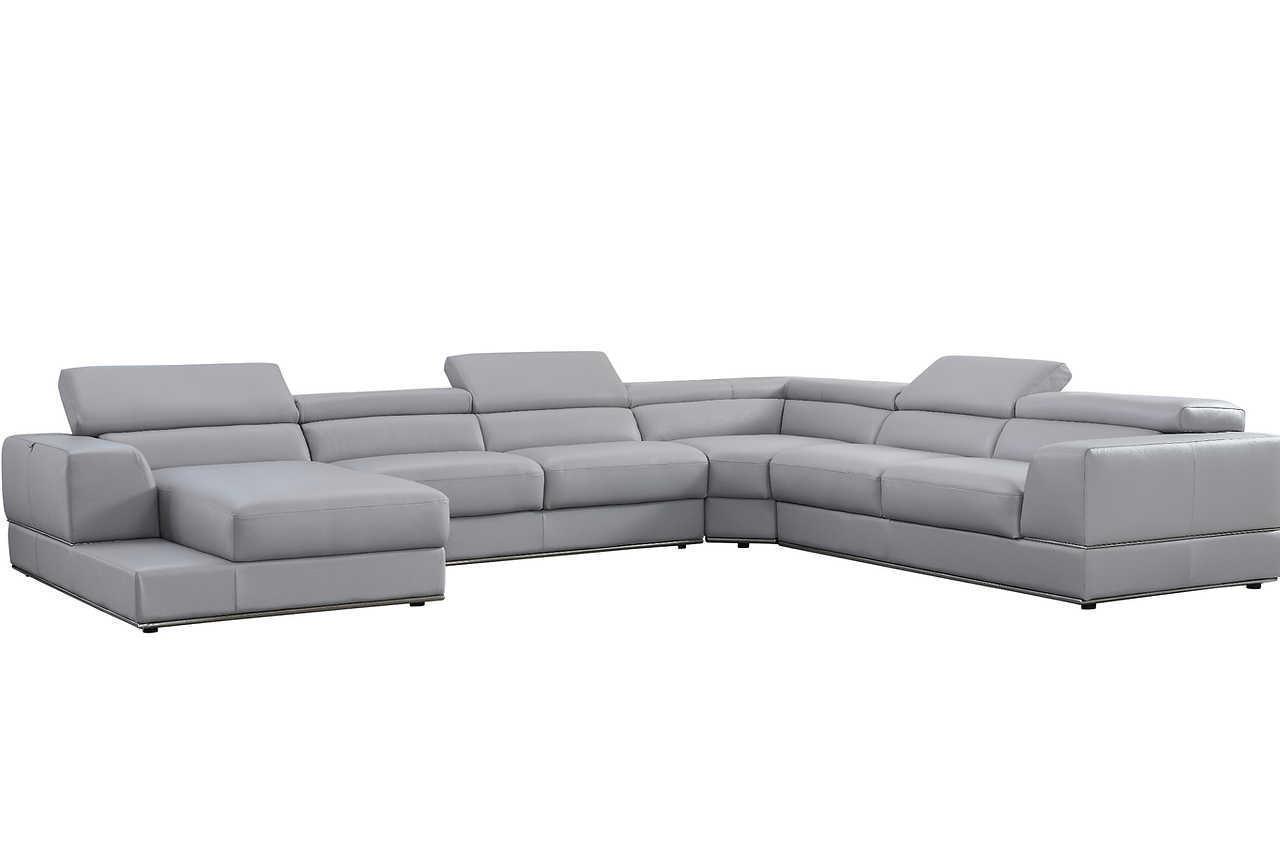 Pella Light Gray Leather LAF Sectional