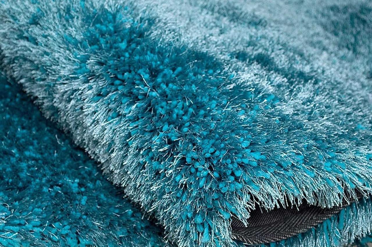 Afro Shag Turquoise Modern Transitional Art Silk Shine Rug - Ella Furniture