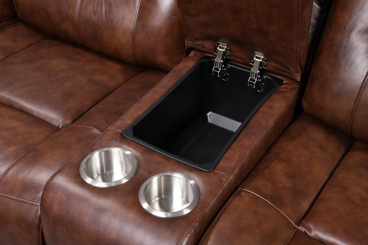 Rosewood Brown Wood Faux Leather (3Pcs Power Reclining Sofa, Loveseat And Recliner) - Ella Furniture