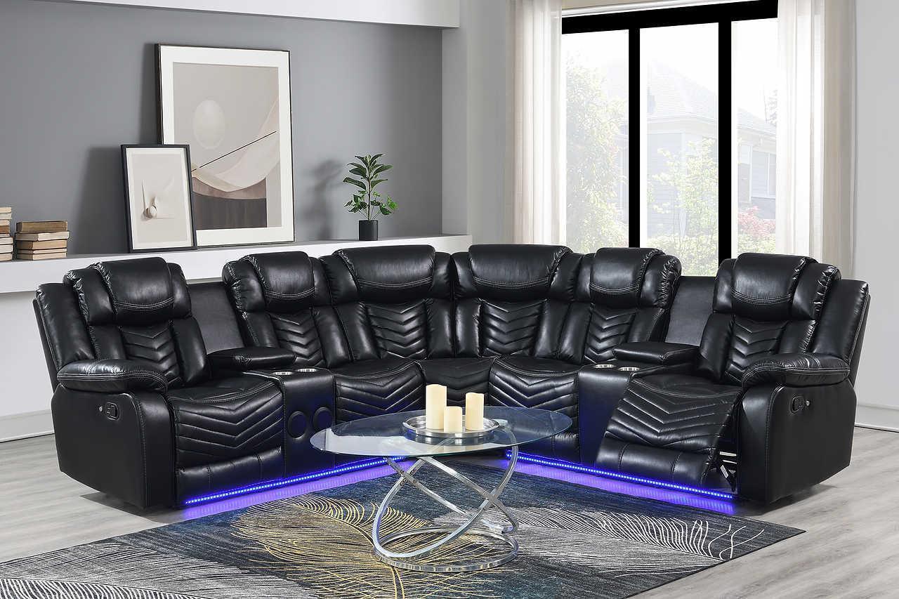 Lucky Charm Black Power Reclining Sectional
