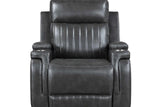 Ethan Dark Grey Air Leather 3-Piece Reclining Set