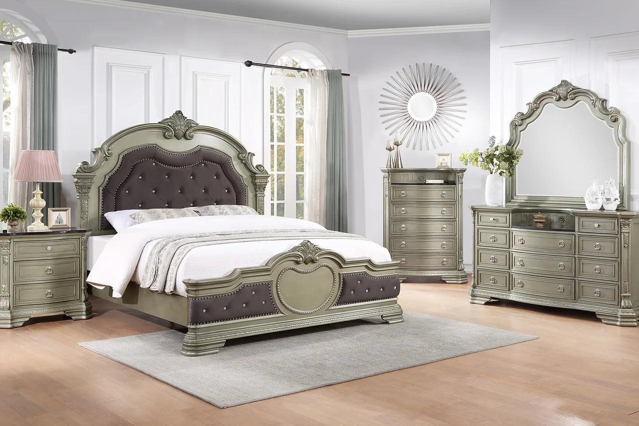 Santa Monica Antique Silver Modern Contemporary Solid Wood 5-Drawers Chest - Ella Furniture