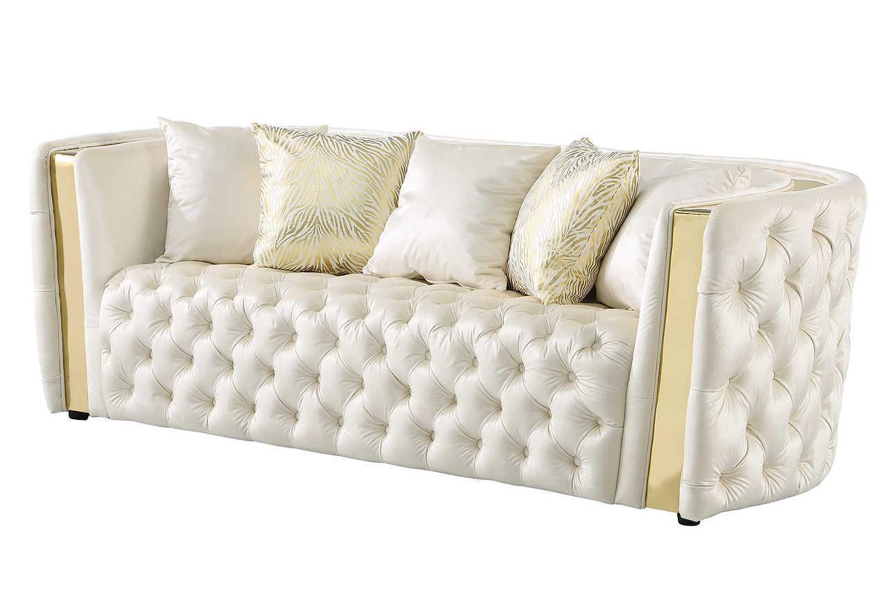 Roka White Modern Tufted Reclining Sofa & Loveseat - Ella Furniture