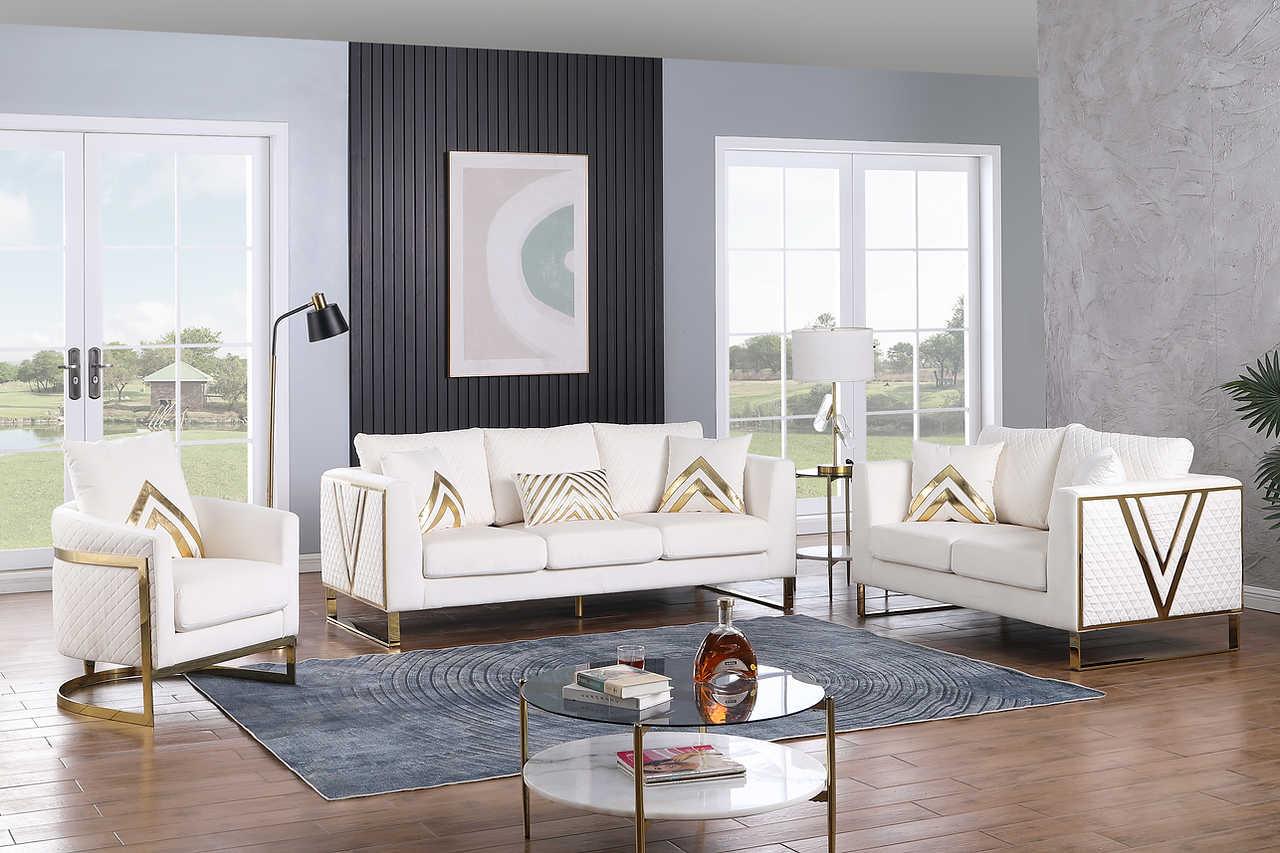 Vista Bonita Cream Velvet Living Room Set