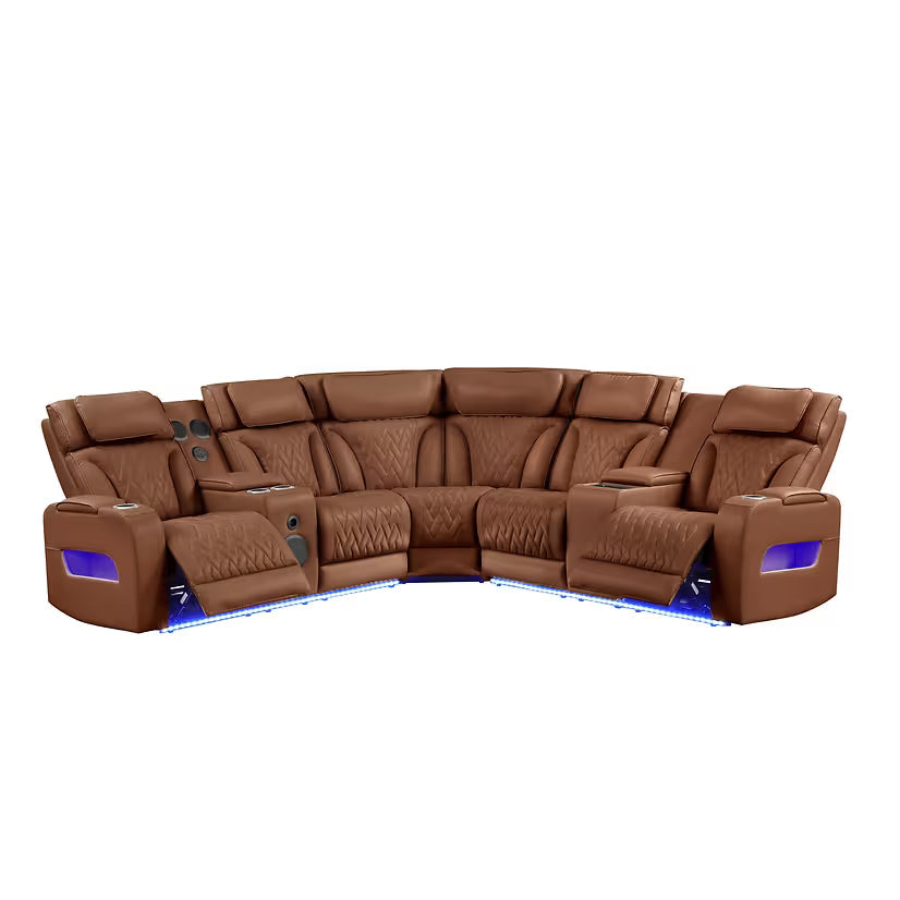 Skyline Brown Caramel Power Reclining Sectional