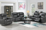 Lavon Grey Contemporary Wood, Engineered Wood Faux Leather Upholstered 3Pcs Reclining Set - Ella Furniture