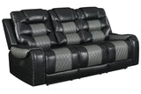 Phoenix Black Modern Contemporary Wood, Engineered Wood Faux Leather 3Pcs Reclining Set - Ella Furniture