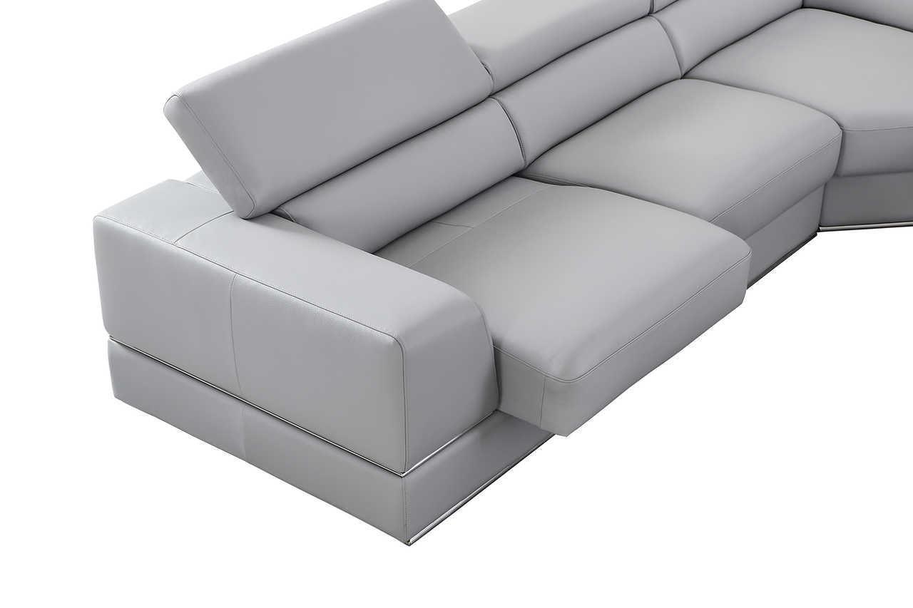 Pella Light Gray Leather RAF Sectional