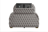 Royal Gray Upholstered Tufted Platform King Bed