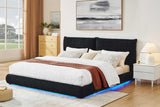 Zima Black LED Upholstered Platform King Bed