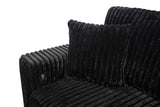 Raha Black Soft Fabric Storage Sectional with Pull Out Bed