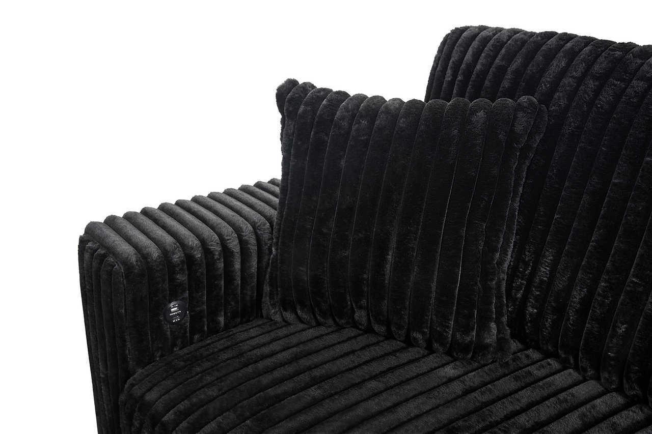 Raha Black Soft Fabric Storage Sectional with Pull Out Bed