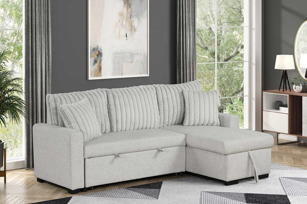 Nori Gray Upholstered Sectional w Pull-Out Bed
