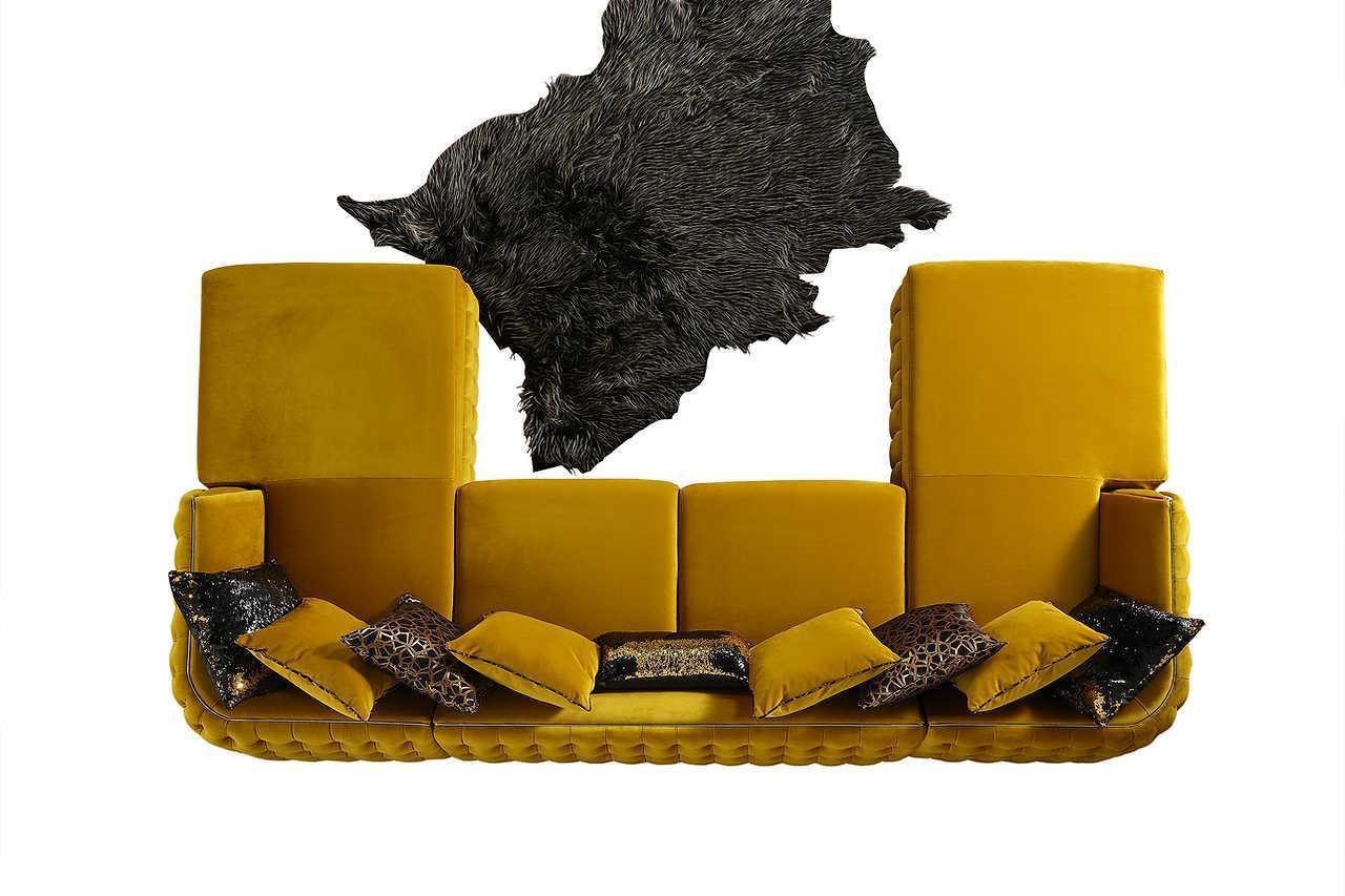 Sicilya Mustard Velvet Sectional