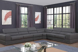 Pella Dark Grey Leather Sectional
