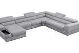 Pella Light Gray Leather LAF Sectional