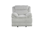 Mellow Grey Thick Stripe Fabric 3-Piece Reclining Set