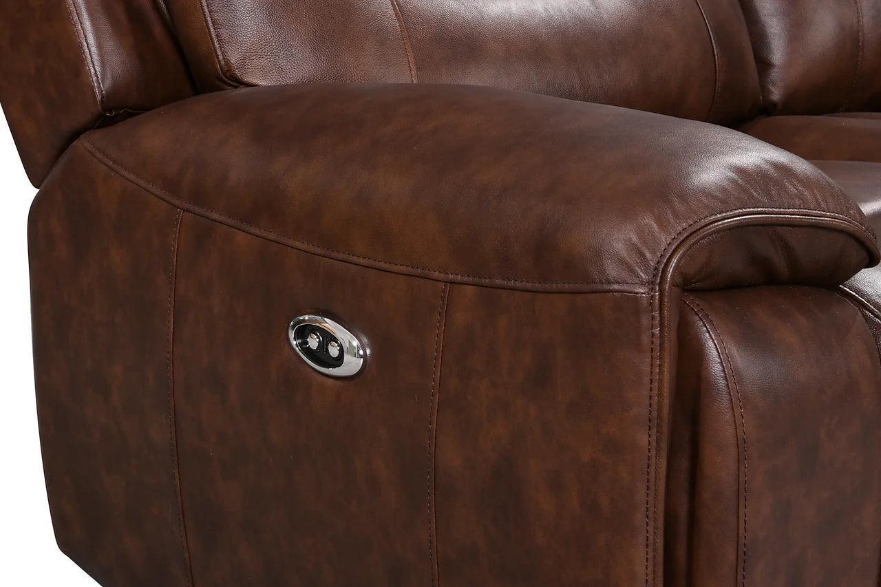 Rosewood Brown Wood Faux Leather (3Pcs Power Reclining Sofa, Loveseat And Recliner) - Ella Furniture