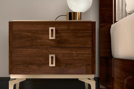 Eva Brown Modern Contemporary Solid Wood And Veneers 2-Drawers Nightstand - Ella Furniture