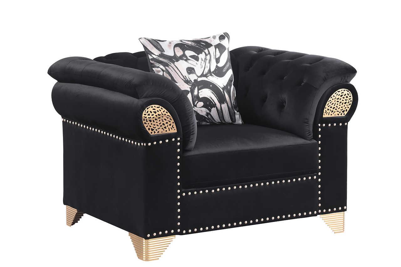 Emma Black Velvet Living Room Set