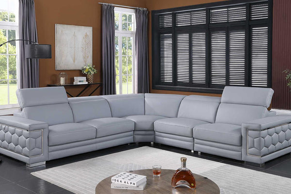 Favo Light Blue Leather Sectional