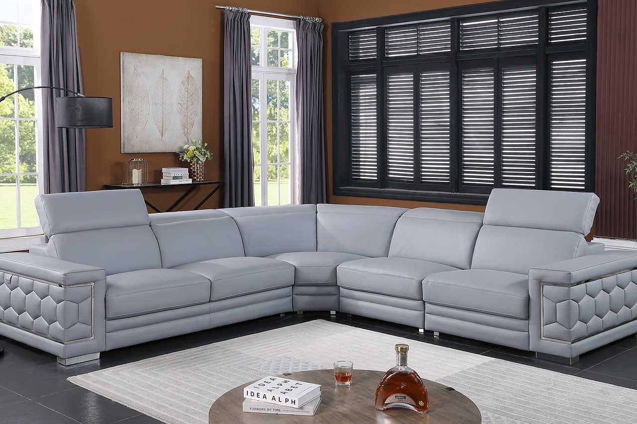 Favo Light Blue Leather Sectional