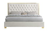 Rose Cream Upholstered Tufted Platform King Bed