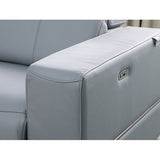 Franco 7-Piece Light Blue Italian Leather Match Power Reclining Sectional with 3 Power Seats and Storage Console view 9
