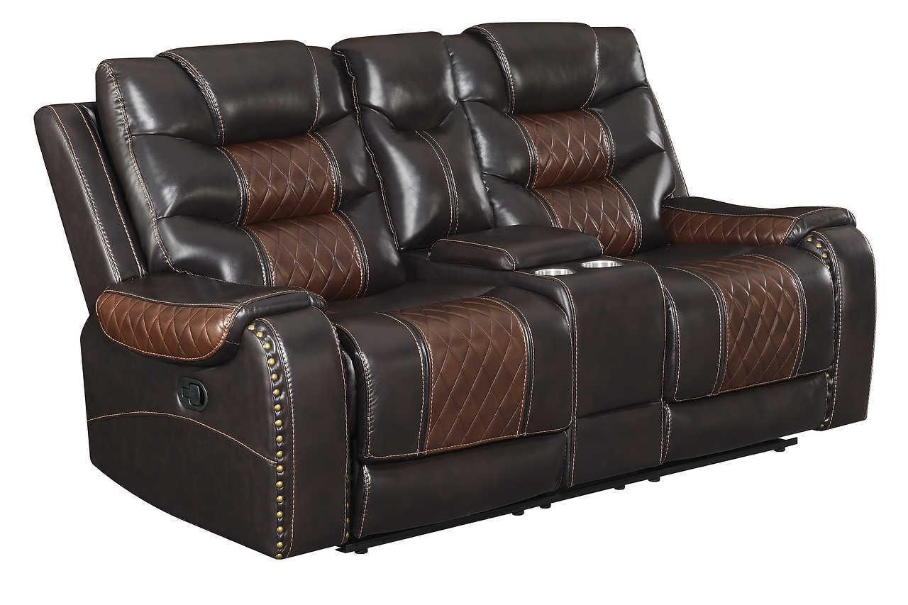 Phoenix Brown Faux Leather Cupholder 3-Piece Reclining Set