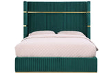 Aspen Green Velvet Upholstered Platform King Bed