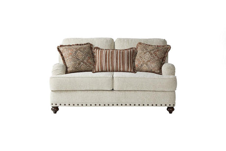 Cycle Hay Beige Modern Contemporary Wood, Engineered Wood Fabric Loveseat - Ella Furniture