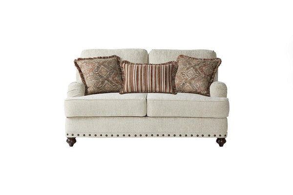 Cycle Hay Beige Modern Contemporary Wood, Engineered Wood Fabric Loveseat - Ella Furniture