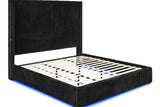Belinda Black LED Upholstered Platform Queen Bed