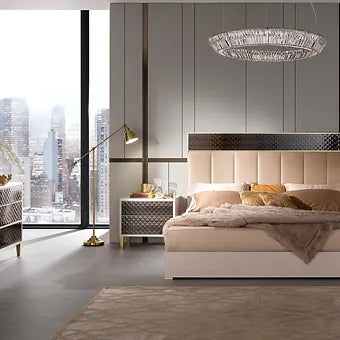 Gemma Italian High Gloss Pearl and 3D Eucalyptol Bedroom Set view 4