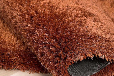 Afro Shag Rust Modern Transitional Art Silk Shine Rug - Ella Furniture
