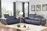 Hexor Navy Leather Living Room Set