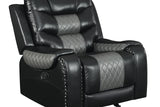 Phoenix Black Modern Contemporary Wood, Engineered Wood Faux Leather 3Pcs Reclining Set - Ella Furniture