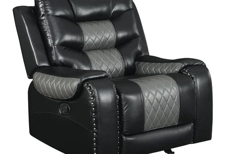 Phoenix Black Modern Contemporary Wood, Engineered Wood Faux Leather 3Pcs Reclining Set - Ella Furniture