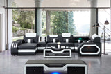 Matrix Black White Faux Leather Sectional
