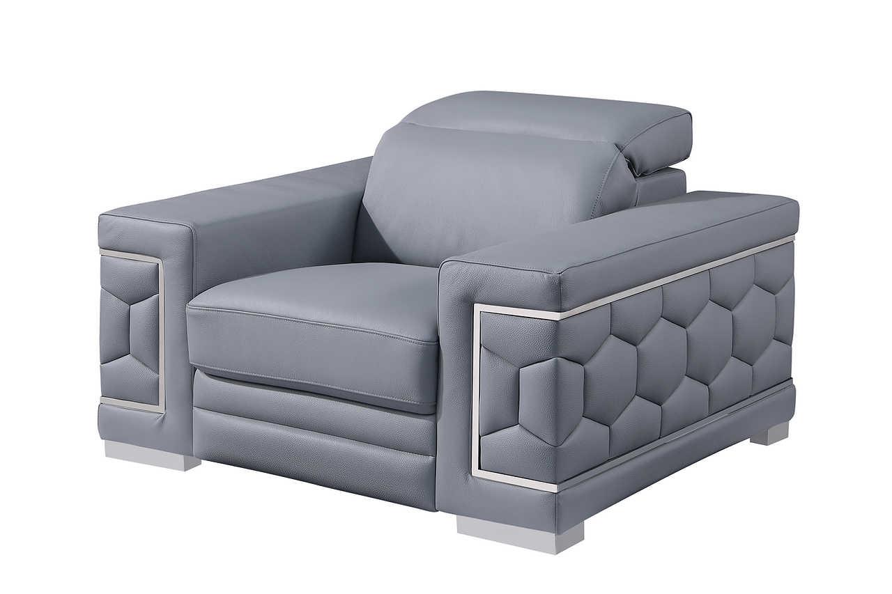Favo Light Blue Leather Chair