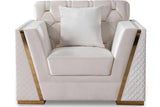 Hilena White Velvet Living Room Set