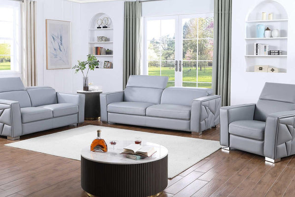 Astra Light Blue Leather Living Room Set
