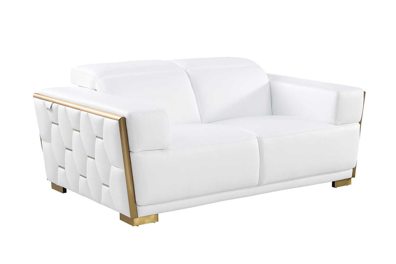 Hexor White Leather Living Room Set