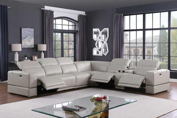 Franco Light Gray 7-Piece 3 Power Reclining Sectional
