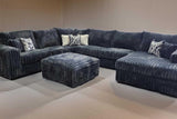 Texan Gray Corduroy Ottoman