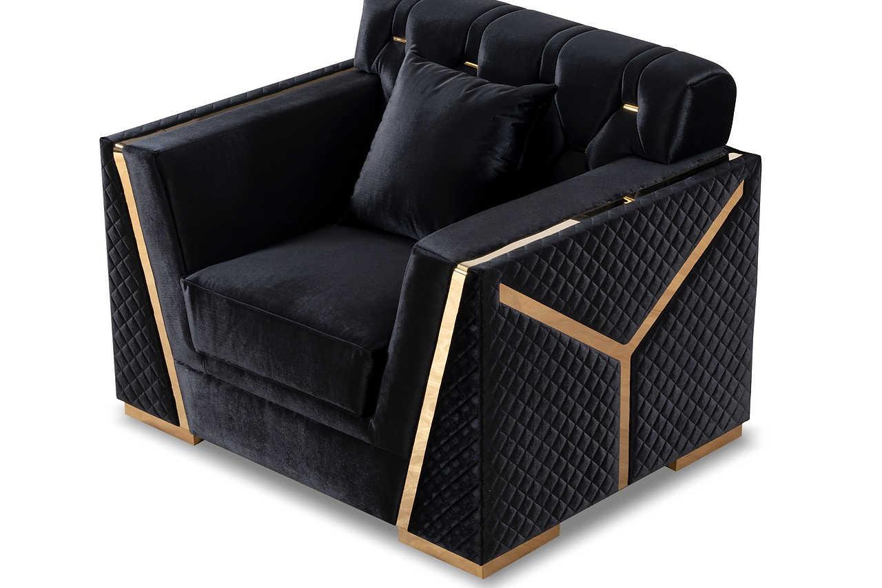 Hilena Black Velvet Living Room Set