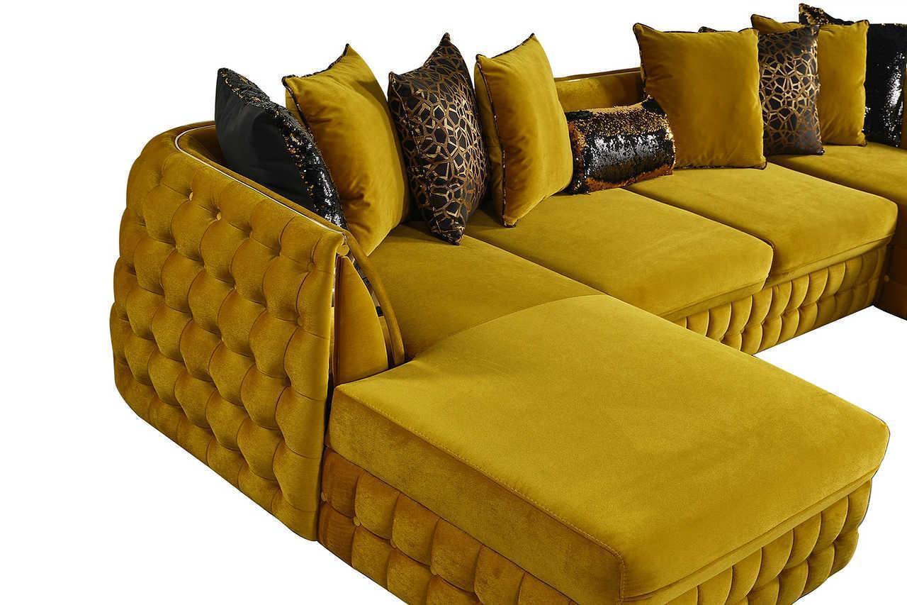 Sicilya Mustard Velvet Sectional