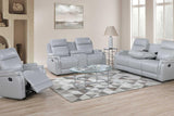 Ethan Light Grey Air Leather 3-Piece Reclining Set