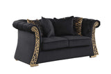 Curamo Black Velvet Living Room Set