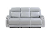 Ethan Light Grey Air Leather 3-Piece Reclining Set